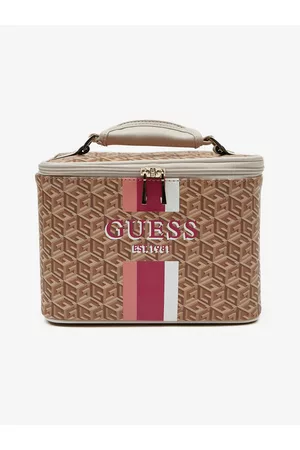 Guess Ženy Kosmetické taštičky - Hnědý dámský vzorovaný kosmetický kufřík Wilder Beauty