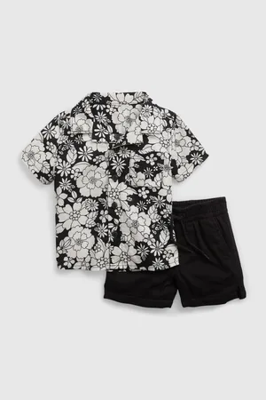 GAP Černý klučičí květovaný outfit set