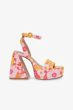 Steve Madden Oranžovo-růžové dámské sandály na podpatku