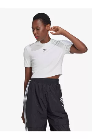 adidas Ženy Trička - Bílé dámské žebrované tričko