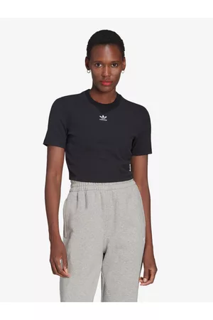 adidas Ženy Trička - Černé dámské žebrované tričko