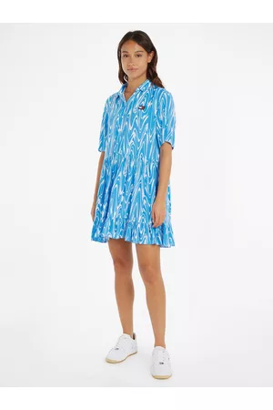 Tommy Hilfiger Ženy Košilové - Modré dámské vzorované košilové šaty