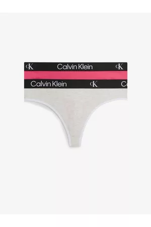 Calvin Klein Ženy Ponožky - Sada dvou dámských kalhotek v tmavě růžové a světle šedé barvě 2PK