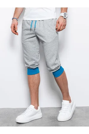 Ombre Clothing Modro-šedé pánské teplákové kraťasy V5 P29