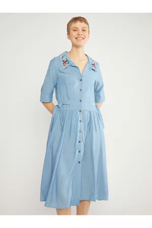 Blutsgeschwister Ženy Košilové - Světle modré dámské košilové šaty