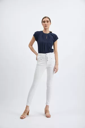 ORSAY Ženy Skinny - Bílé dámské skinny fit džíny