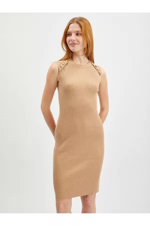 ORSAY Ženy Šaty - Světle hnědé dámské svetrové šaty