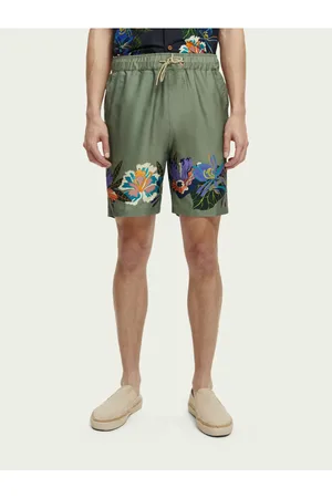 Scotch&Soda Tmavě zelené pánské vzorované kraťasy