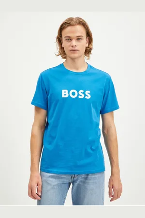 HUGO BOSS Modré pánské tričko Hugo