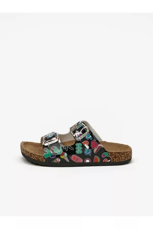 Lee Cooper Dívky Pantofle - Černé holčičí vzorované pantofle