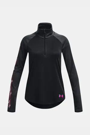 Under Armour Černé holčičí sportovní tričko UA Tech Graphic 1/2 Zip