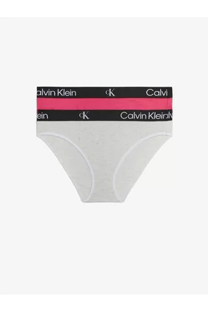Calvin Klein Ženy Ponožky - Sada dvou dámských kalhotek v tmavě růžové a světle šedé barvě 2PK