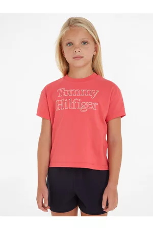 Tommy Hilfiger Dívky Trička - Tmavě růžové holčičí tričko