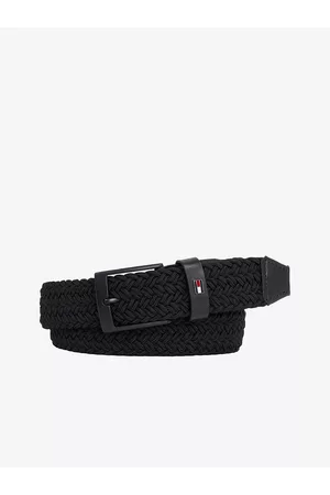 Tommy Hilfiger Muži Pásky - Černý pánský pásek Adan 3.5 elastic