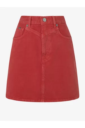 Pepe Jeans Ženy Džínové sukně - Červená dámská džínová sukně