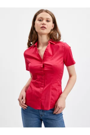 ORSAY Ženy S krátkým rukávem - Červená dámská košile s krátkým rukávem