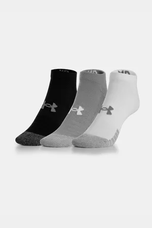 Under Armour Sada tří párů dětských ponožek v bílé, šedé a černé barvě UA Heatgear 3pk No Show Yth