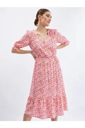 ORSAY Ženy Šaty - Oranžovo-růžové dámské květované šaty