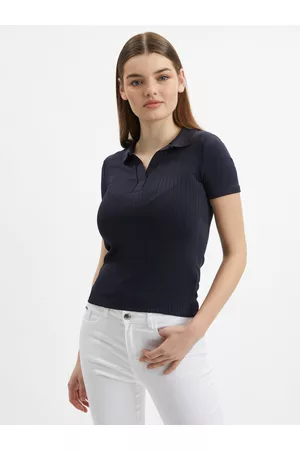 ORSAY Ženy S límečkem - Tmavě modré dámské úpletové polo tričko