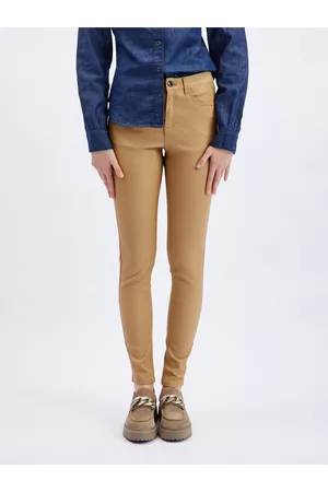 ORSAY Ženy Úzké nohavice - Hnědé dámské skinny fit kalhoty