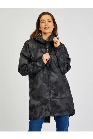 sam 73 Ženy Kabáty - Černý dámský maskáčový lehký kabát Chinaka