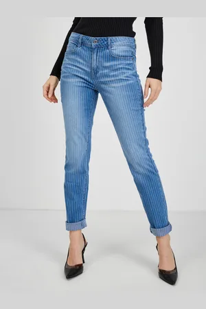 ORSAY Modré dámské pruhované slim fit džíny