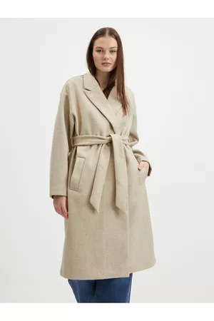 VERO MODA Ženy Kabáty - Béžový dámský kabát Fortune
