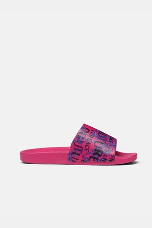 VERSACE Tmavě růžové dámské vzorované pantofle Fondo Shelly