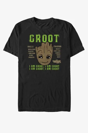 ZOOT FAN. Černé unisex tričko I Am Groot Strážci Galaxie vol. 2 Marvel