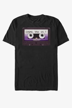 ZOOT FAN. Černé unisex tričko Kazeta Strážci Galaxie Marvel