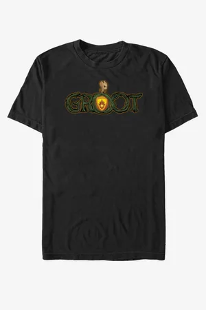 ZOOT FAN. Černé unisex tričko Groot Strážci Galaxie Marvel