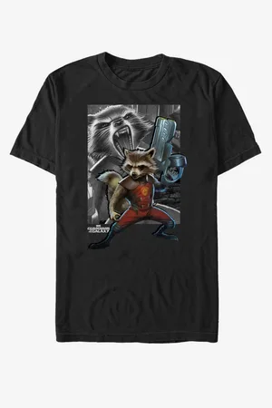 ZOOT FAN. Černé unisex tričko Rocket Strážci Galaxie Marvel