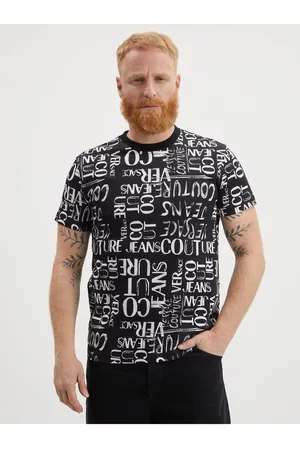 VERSACE Muži Trička - Černé pánské vzorované tričko