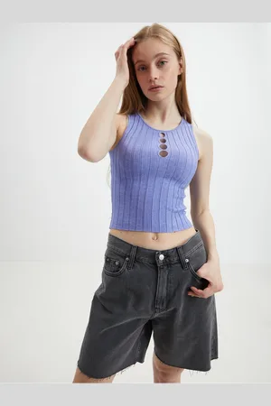 Noisy May Světle fialové crop top tílko Frey