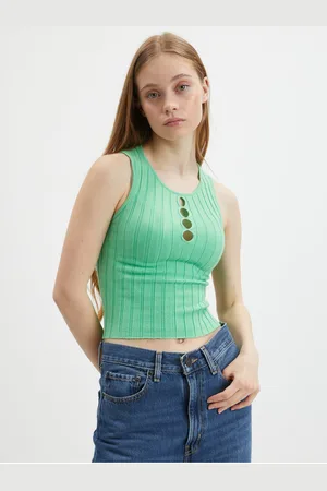 Noisy May Světle zelené crop top tílko Frey