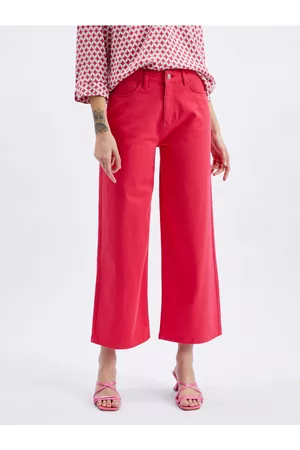 ORSAY Ženy Bootcut - Tmavě růžové dámské zkrácené flared fit džíny