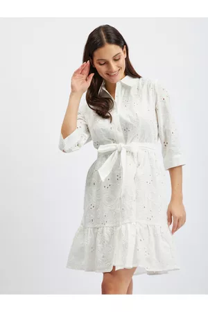 ORSAY Ženy Košilové - Bílé dámské vzorované košilové šaty