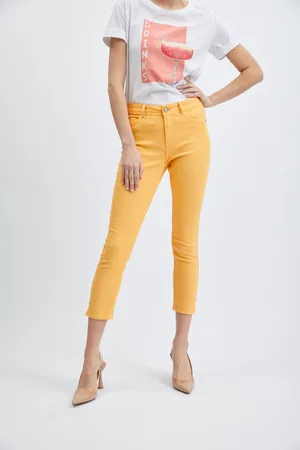 ORSAY Oranžové dámské zkrácené skinny fit džíny