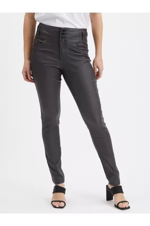 ORSAY Ženy Úzké nohavice - Tmavě šedé dámské skinny fit kalhoty