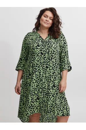 FRANSA Ženy Košilové - Zelené dámské vzorované košilové šaty