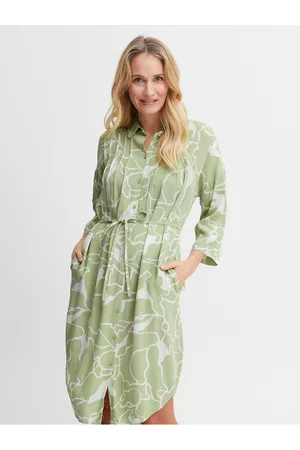 FRANSA Ženy Košilové - Bílo-zelené dámské vzorované košilové šaty
