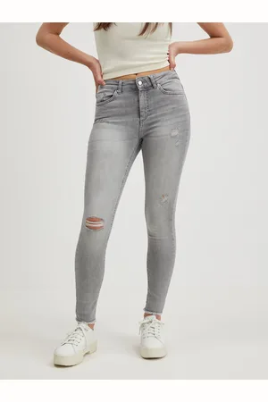 ONLY Světle šedé dámské skinny fit džíny s potrhaným efektem Blush