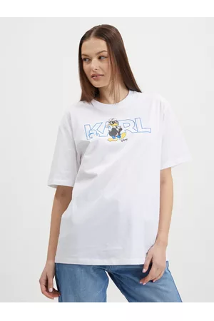 Karl Lagerfeld Ženy Trička - Bílé dámské oversize tričko x Disney