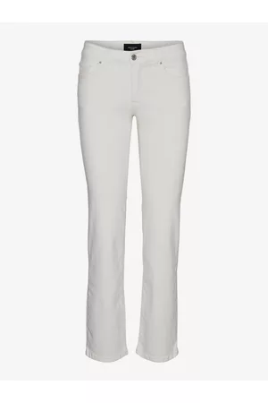 VERO MODA Ženy Rovné nohavice - Krémové dámské straight fit džíny Daf