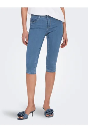 ONLY Modré tříčtvrteční skinny fit džíny Rain