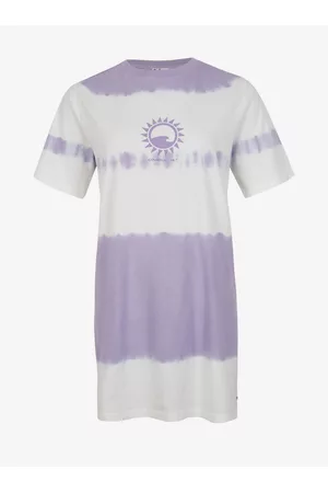 O'Neill Ženy S potiskem - Fialovo-bílé dámské vzorované šaty WOW T-SHIRT DRESS
