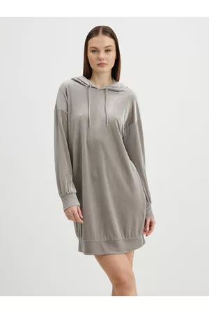 VERO MODA Ženy Mikinove - Světle šedé dámské mikinové šaty s kapucí Dana