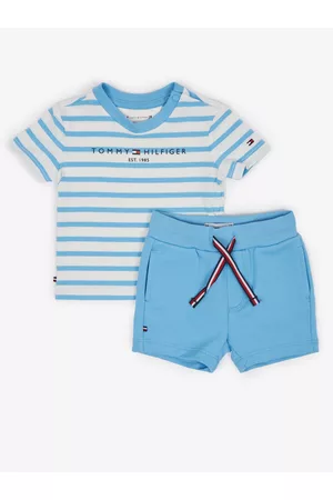 Tommy Hilfiger Trička - Sada klučičího pruhovaného trička a kraťasů v modro-bílé barvě