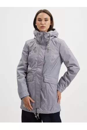 Ragwear Ženy Kabáty - Šedý dámský zimní kabát s kapucí Tunned