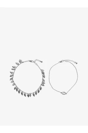 Pieces Ženy Šperky - Sada dvou dámských kotníkových řetízků ve stříbrné barvě Becca